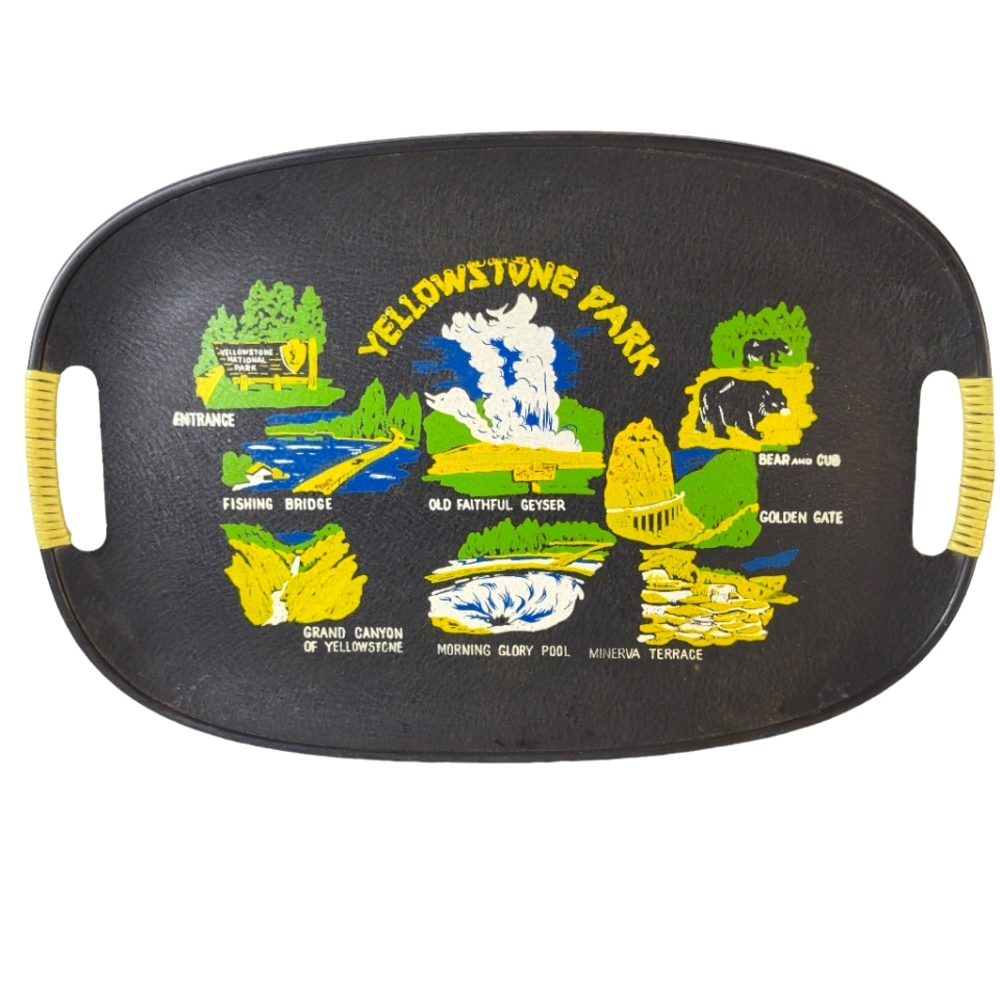 Vintage 60's graphic Yellowstone Park serving tray